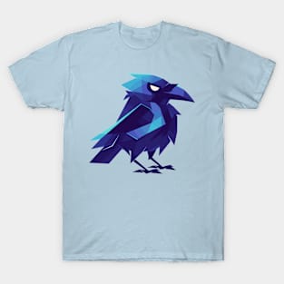 Geometrical Blue Raven. Adorable Mosaic Cute Kawaii Simple Bird T-Shirt